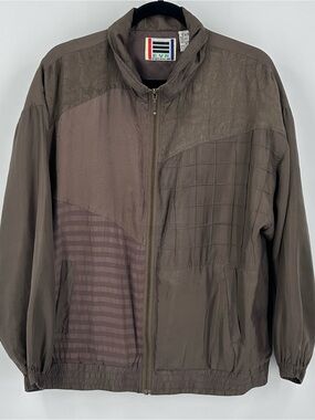 Vintage EVR by Enro 100% Silk Mixed Texture Colorblock Track Jacket M